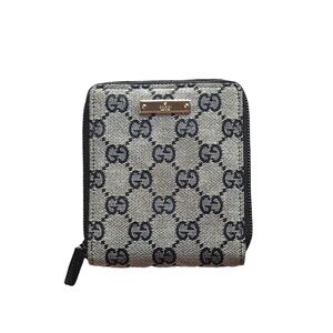 Authentic Gucci Ophidia Canvas Leather GG Black Grey Compact Zip Wallet EUC